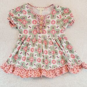 Matilda Jane Green and Pink Floral Kids Blouse